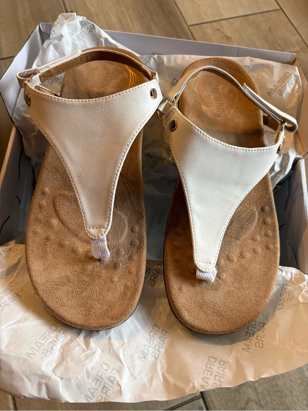 Women’s White T-Strap Comfort Sandals